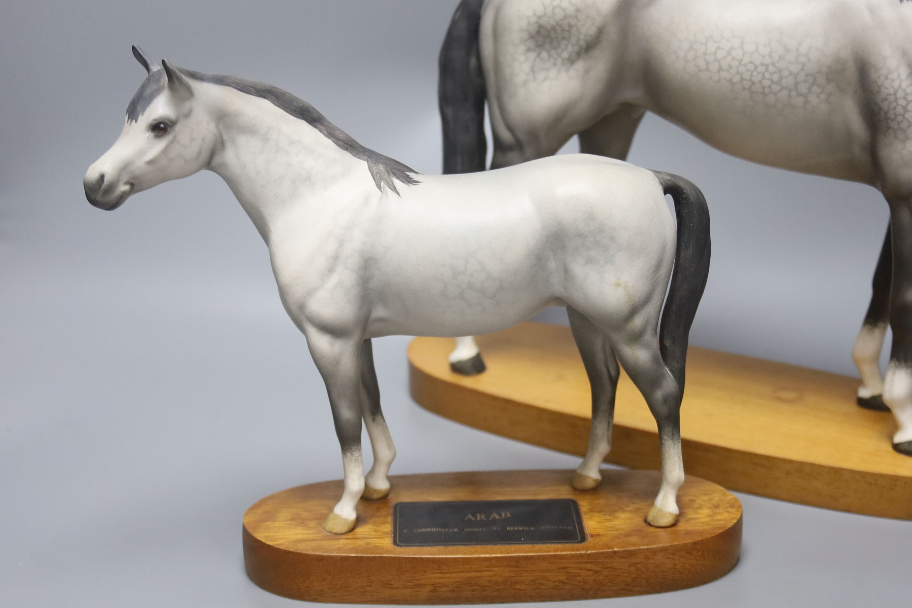 A Beswick Connoisseur Hunter and a similar Arab horse, tallest 32cm